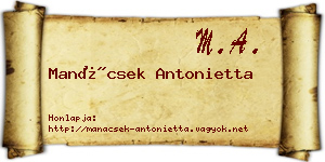 Manácsek Antonietta névjegykártya